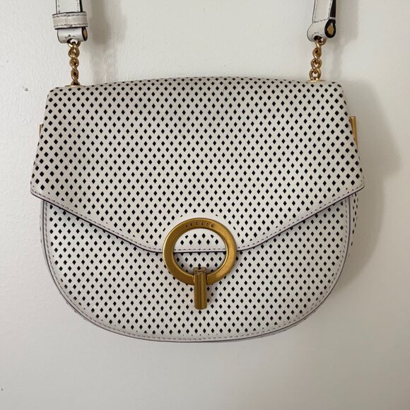 Sandro Pepita White Leather Perforated Shoulder Bag - Picture 4 of 13